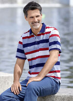 Poloshirt mit Brusttasche HELLBLAU-MARINE-WEISS-ROT