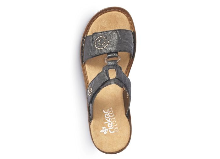 Rieker, modische Damen-Pantoletten, Weite H, mit Klettverschluss 