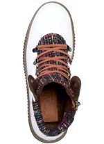 Gemini Schn&uuml;r-Bootie mit buntem Textilmaterial WEISS