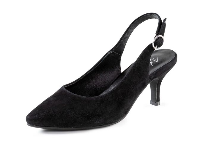Andrea Conti Sling-Pumps aus weichem Samt-Chevreauleder SCHWARZ