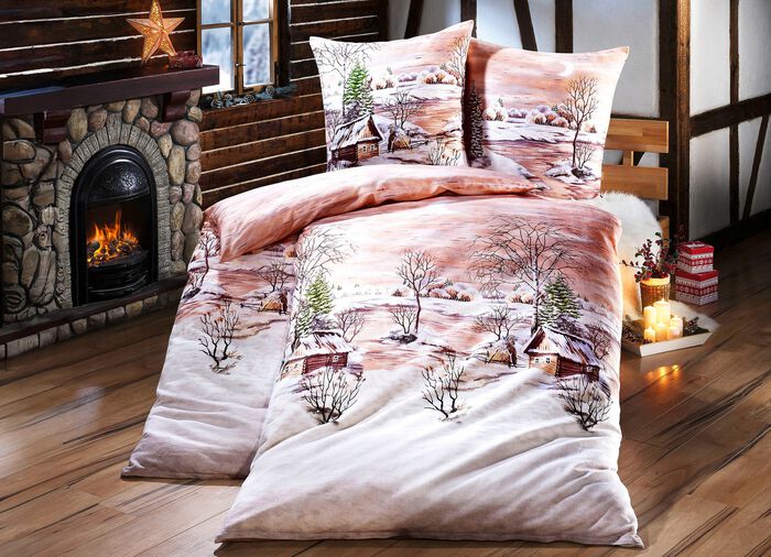 Bettw&auml;sche in b&uuml;gelleichter Biber-Qualit&auml;t CREME