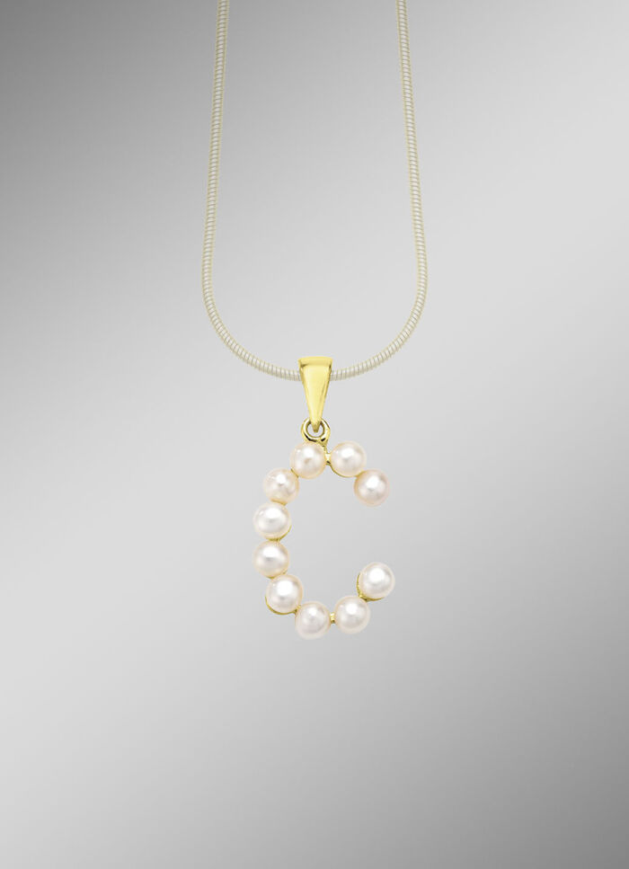 Personalisierte Eleganz: Buchstaben-Anhänger mit Süßwasser-Zuchtperlen 