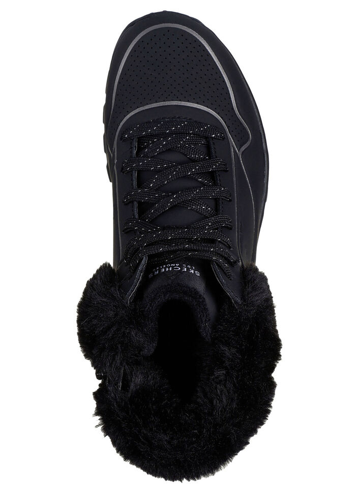 SKECHERS, gefütterte Damen-Boots, Winterschuhe, mit flauschigem Plüschkragen SCHWARZ