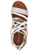 ELENA EDEN Sandale aus teilweise reptilgepr&auml;gtem Nappaleder WEISS-SILBER