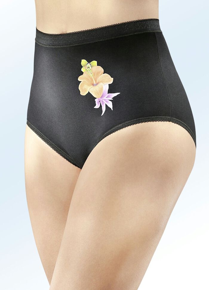 Fünferpack Slips mit Blumenmotiv SCHWARZ