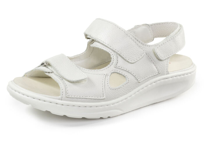 Waldläufer, bequeme Damen-Sandalen, Weite H, mit herausnehmbarem Fußbett NATURWEISS