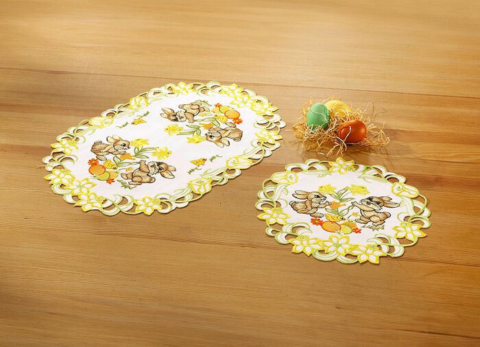 Tisch- und Raumdekoration mit Hasen-Motiven SEKT/BUNT