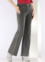 Jeans mit Ziersteppungen im Ethno-Stil GRAU