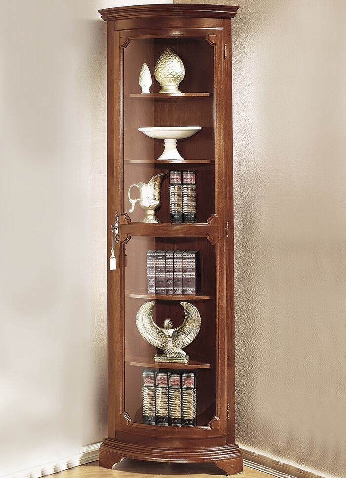 Eckvitrine gro&szlig;,1-t&uuml;rig NUSSBAUM