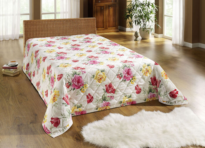 Tagesdecke und Kissenbez&uuml;ge mit Blumenmotiv NATUR-MULTI