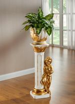 Handbemalte S&auml;ule mit &Uuml;bertopf CREME-GOLD
