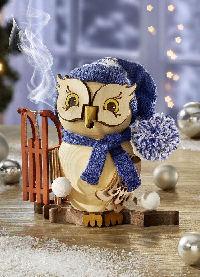 R&auml;uchereule aus Holz, im Erzgebirge gefertigt 