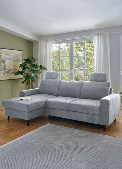 Polsterecke mit Bettfunktion und Longchair 