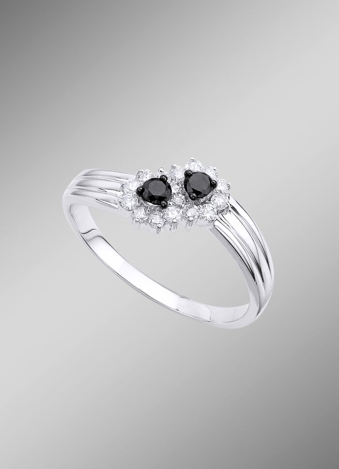Bildsch&ouml;ner Damenring mit 16 Diamanten 