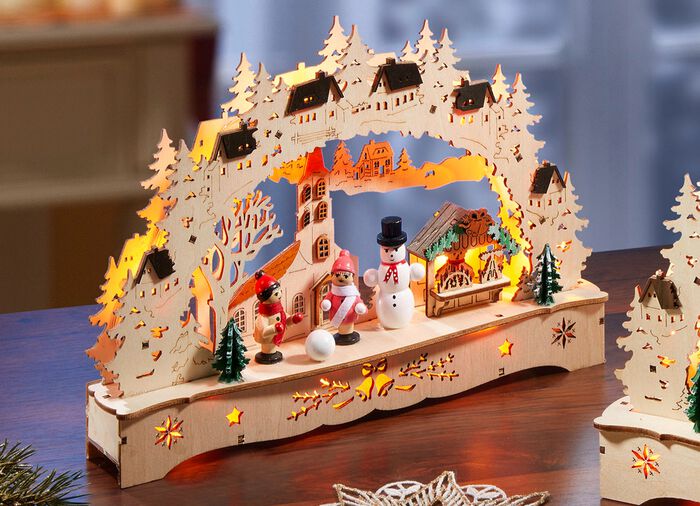 Toller Schwibbogen aus Holz NATUR-BRAUN