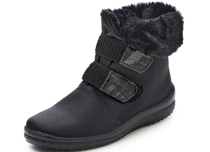 Stiefelette mit Krokolack-Besatz 