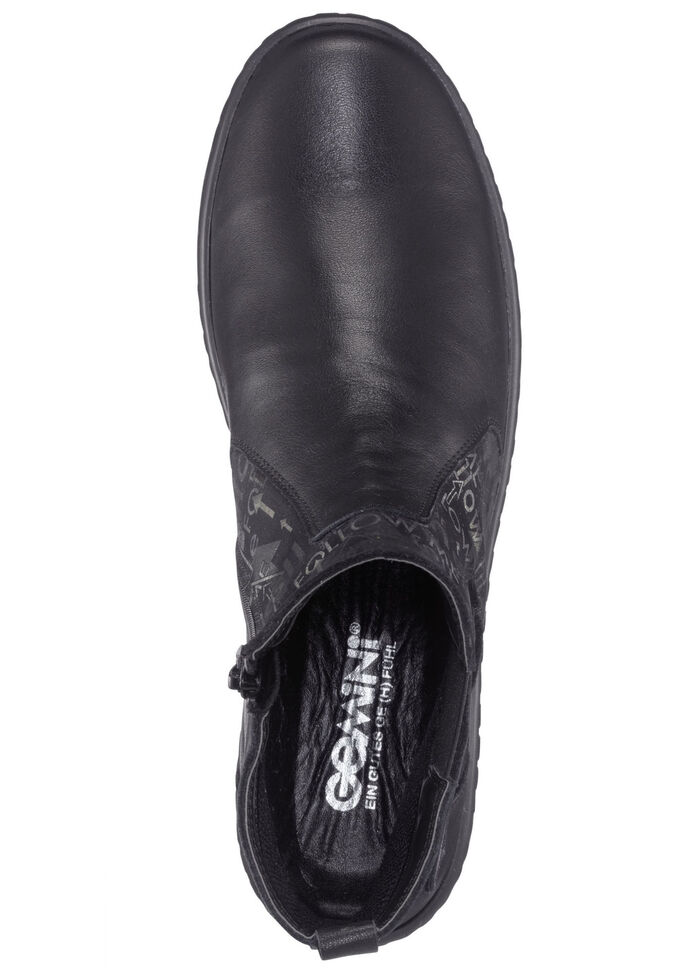 Gemini Stiefelette aus teilweise bedrucktem Rind-Nappaleder SCHWARZ