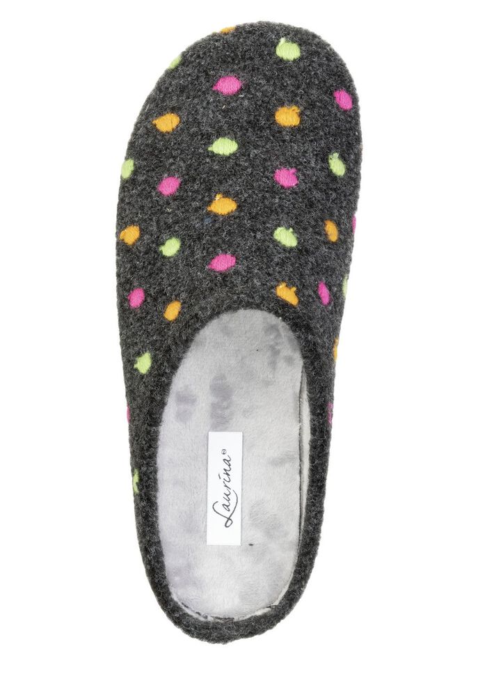 Laurina, klassische Damen-Hausschuhe, mit P&uuml;nktchen-Stickerei 