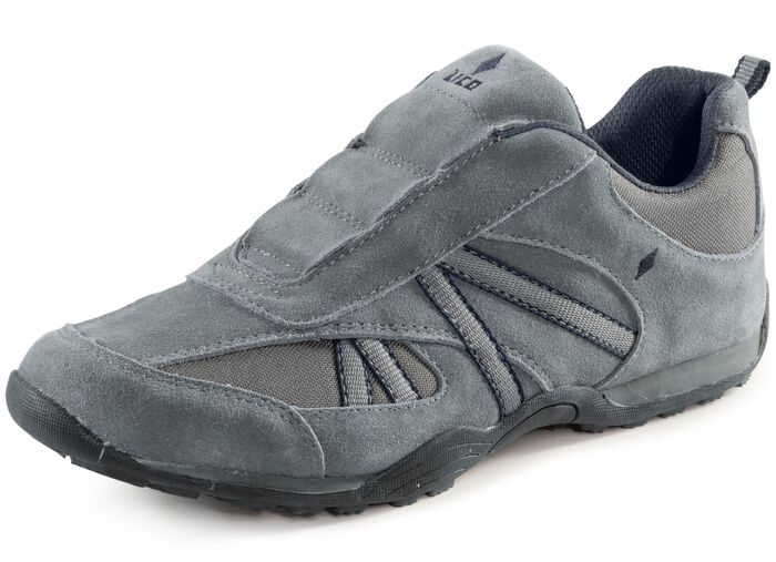 Slipper aus Veloursleder GRAU-MARINE