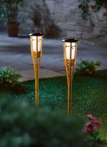 Bambus-Gartenfackel aus echtem Bambus, 2er-Set 