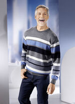 Rundhalspullover mit Strukturmix allover GRAU-MARINE-BLEU-ECRU