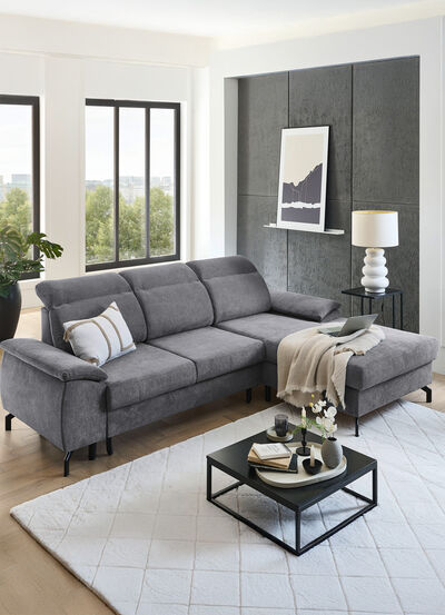 Polsterecke mit Bettfunktion und Bettkasten 