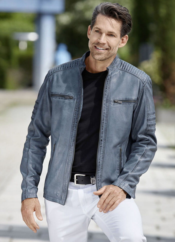 Lederkurzjacke mit Ziern&auml;hten 