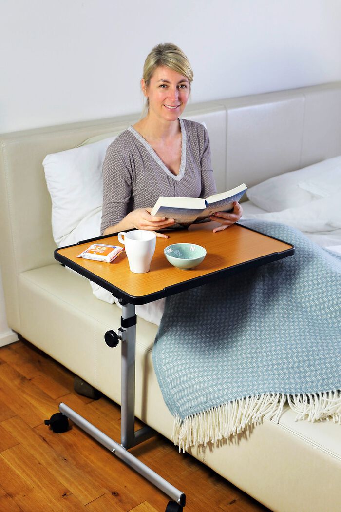 H&ouml;henverstellbarer Komfort- und Betttisch BRAUN