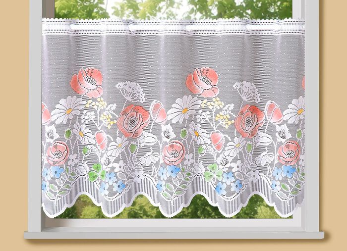 Handcolorierter Kurzstore mit Mohnblumen-Motiven 