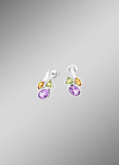Ohrstecker mit echt Amethyst, echt Citrin und echt Peridot 