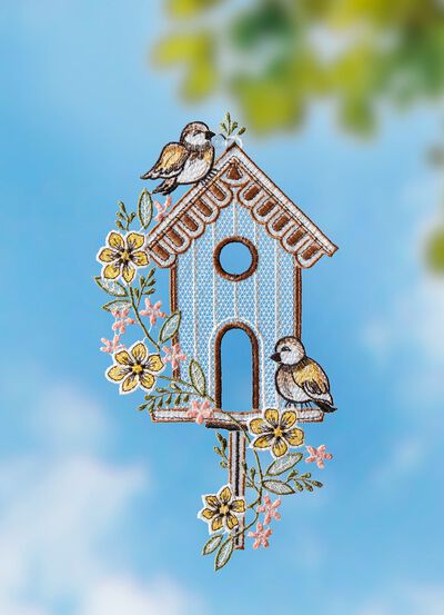 Fensterbild aus Plauener Spitze 