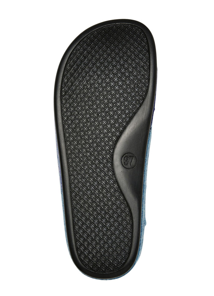 Laurina, klassische Damen-Hausschuhe, Weite H, mit anatomisch geformtem Fußbett BLAU-TÜRKIS