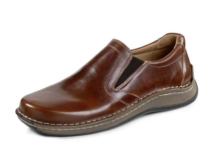 GINO GALANTE, klassische Herren-Slipper, mit herausnehmbarem Fußbett COGNAC