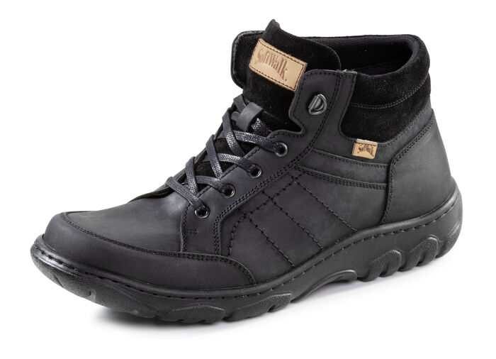 Schnür-Boot aus Nubuk- und Veloursleder SCHWARZ