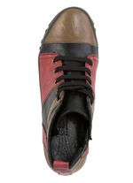 Gemini Schn&uuml;r-Bootie mit Knitter-Struktur SCHWARZ-ROT-GR&Uuml;N