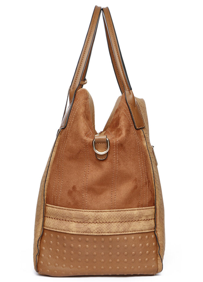 Collezione Alessandro Tasche aus teilweise reptilgepr&auml;gtem Veloursmaterial COGNAC