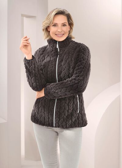 Fleecejacke mit Zopfmuster 