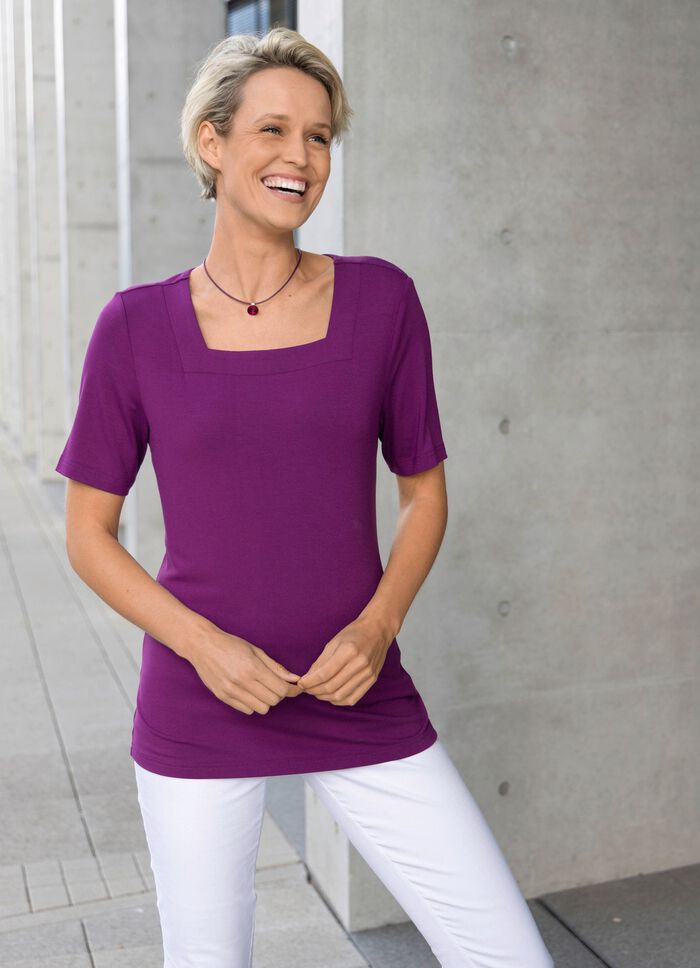 Shirt mit interessantem Halsausschnitt in 3 Farben BEERE