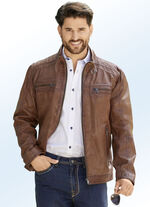 Lederkurzjacke in Bikerform 