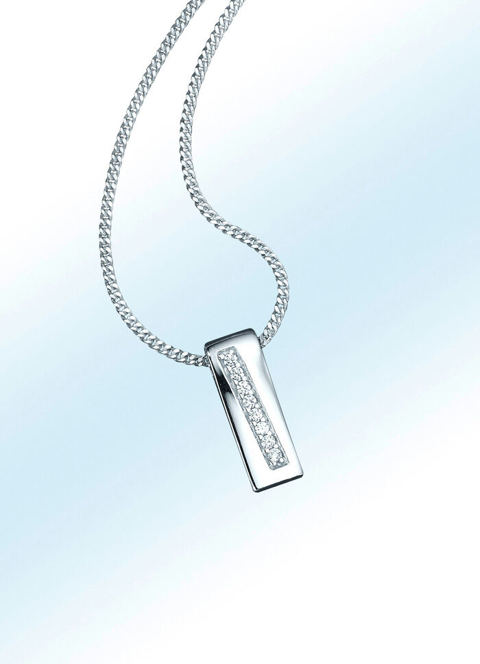 Anh&auml;nger mit synth. Zirkonia und Panzerkette 