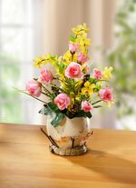 Gesteck mit Hyazinthen und Mini-R&ouml;schen im Ei-Topf 