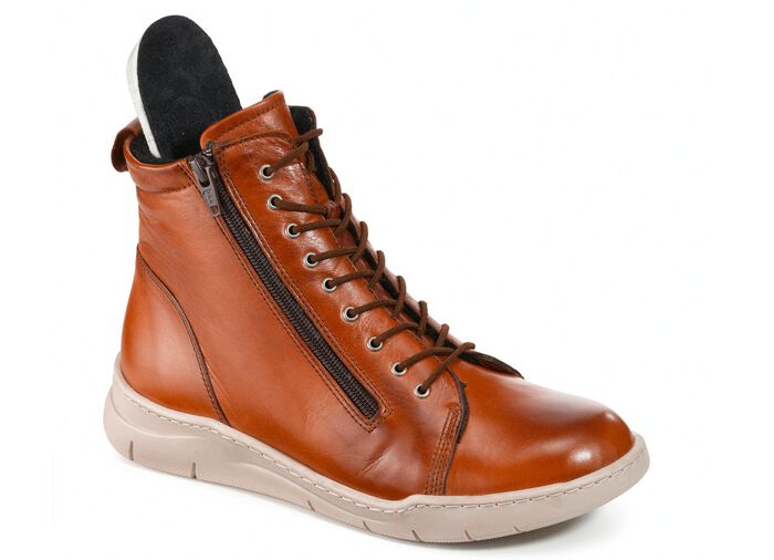Gemini Stiefelette mit zwei Rei&szlig;verschl&uuml;sse COGNAC