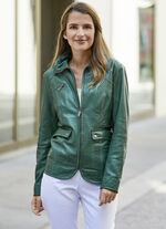 Lederkurzjacke mit abgerundetem Saum 