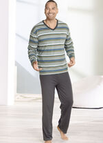 Schlafanzug mit V-Ausschnitt und offenen Abschl&uuml;ssen 