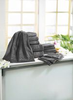 Frottierserie mit M&auml;ander-Jacquard-Struktur ANTHRAZIT