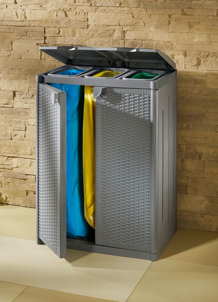 Abfallsammler für 2 oder 3 Müllbeutel HELLGRAU