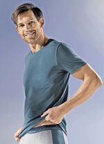 Dreierpack Shirts mit Elasthan 2X RAUCHBLAU, 1X GRAU MELIERT