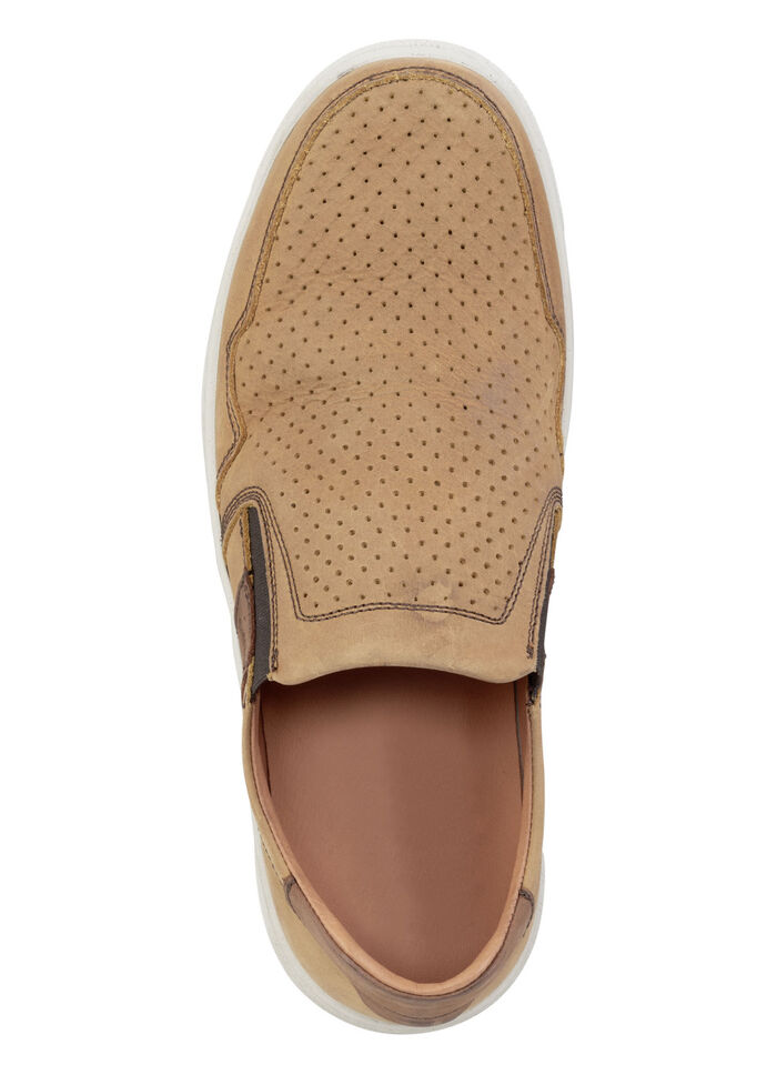 GINO GALANTE Slipper aus luftig perforiertem Rind-Nubukleder COGNAC