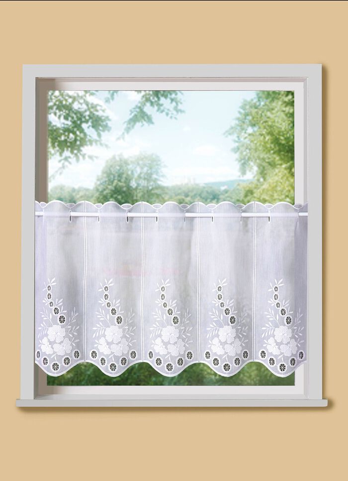 Bestickter Kurzstore mit gebogtem Abschluss 