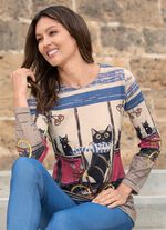 Shirt mit "Katzenmotiv" MULTICOLOR